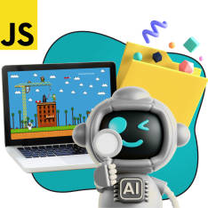 Язык программирования JavaScript + AI. Проектное обучение + геймификация + AI-помощники - КИБЕРшкола программирования для детей, компьютерные курсы для школьников, начинающих и подростков - KIBERone г. Рязанский